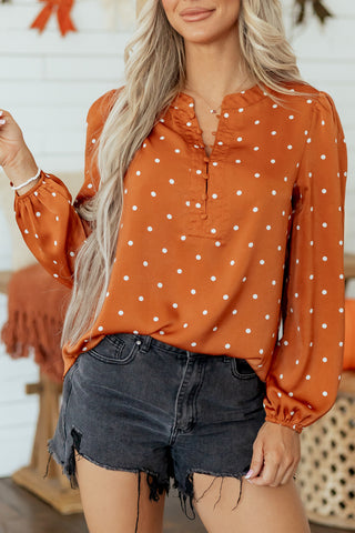 Rust Polka Dot Silky Top