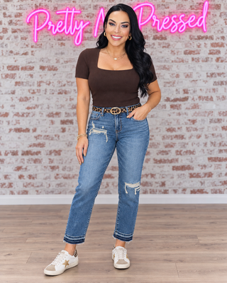 JUDY BLUE Boyfriend Fit Rip Denim Jeans