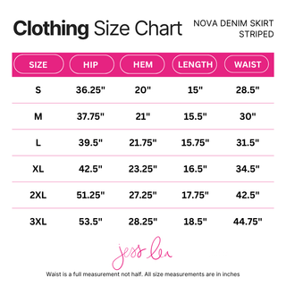PREORDER- Striped Nova Denim Skirt- Neon Pink