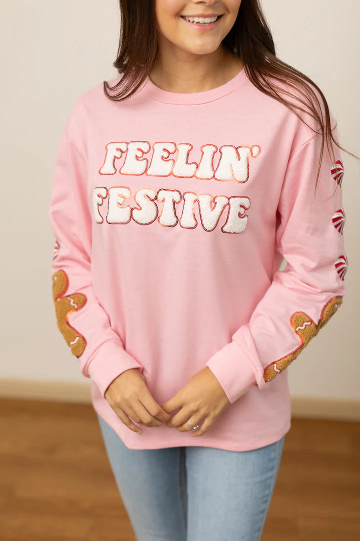 Feelin Festive Gingerbread Lightweight Sweatshirt