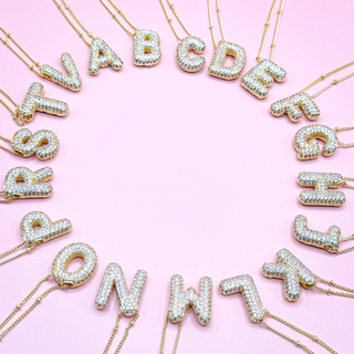 18K Gold Plated Bubble Initial Necklace