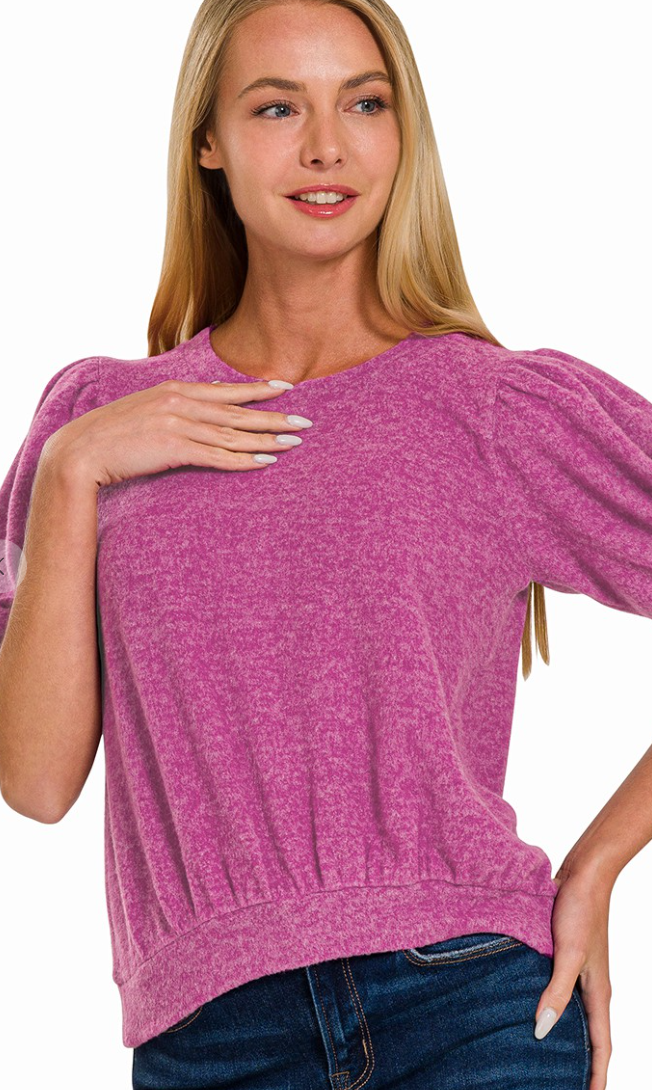 Hacci Puff Sleeve Sweater