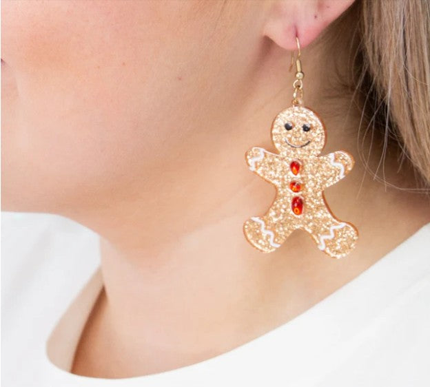 Glitter Gingerbread Men Earrings
