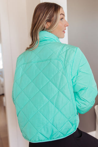 Aqua BiBi Slightly Distracted quilted puffer jacket, rear three-quarter view showing the collar.