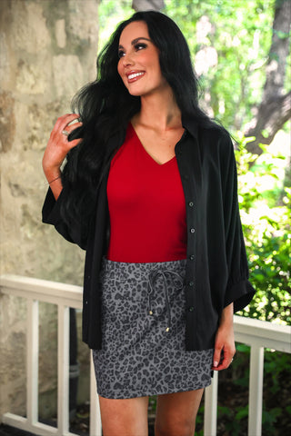PREORDER- Sloane Button Up Top- Black