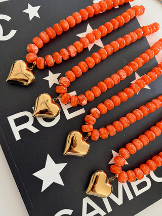 Orange Heart Necklace