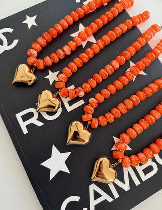Orange Heart Necklace