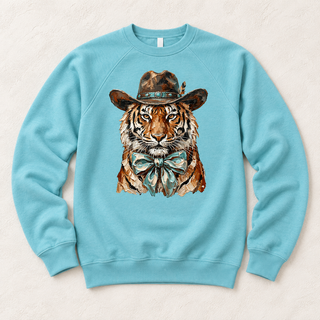 Western Glam Tiger Raglan Crewneck