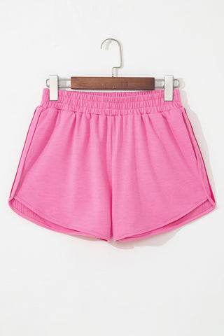 Beau Blue Color Block Stripes Elastic High Waist Active Shorts