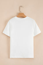 White Rhinestone Bow Embellished Round Neck Tee