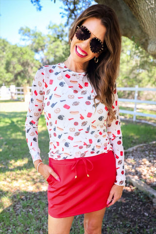Alyssa Mesh Top- Red Tailgate