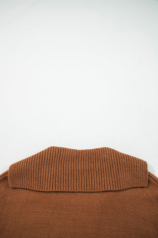 Racing Red Collared V Neck Ribbed Edge Sexy Elegant Sweater