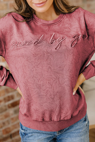 DUNE saved by grace Letter Embroidery Mineral Wash Loose Sweatshirt