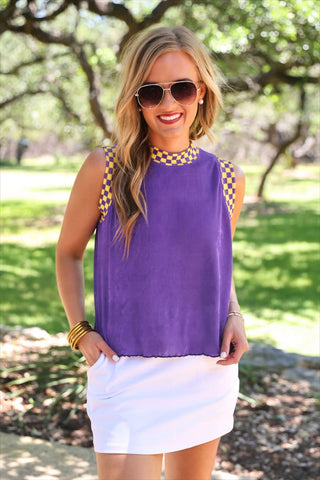 Checkmate Ribbed Tank- Purple