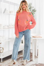 Blossom Pumpkin Embroidered Thanksgiving Holiday Sweater
