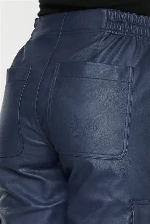 High Waist Faux Leather Cargo Jogger