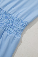 Myosotis Plain Sleeveless Loop Drawstring Cinched Waist Romper