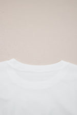 White Rhinestone Bow Embellished Round Neck Tee