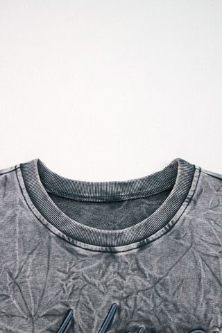 DUNE saved by grace Letter Embroidery Mineral Wash Loose Sweatshirt