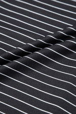 Black Stripe Ruffled Short Sleeve Crew Neck T Shirt Shift Mini Dress