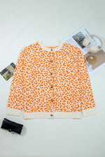 Black Leopard Drop Shoulder Chunky Knitted Cardigan Sweater