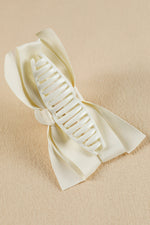 White Bow Decor Large Hair Claw Clip