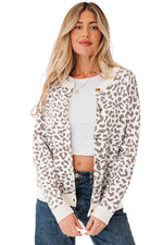 Black Leopard Drop Shoulder Chunky Knitted Cardigan Sweater