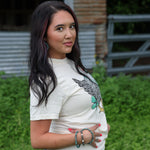 FestiviTees Women - Apparel - Shirts - T-Shirts Turquoise Chicken with Flowers Soft Graphic Tee
