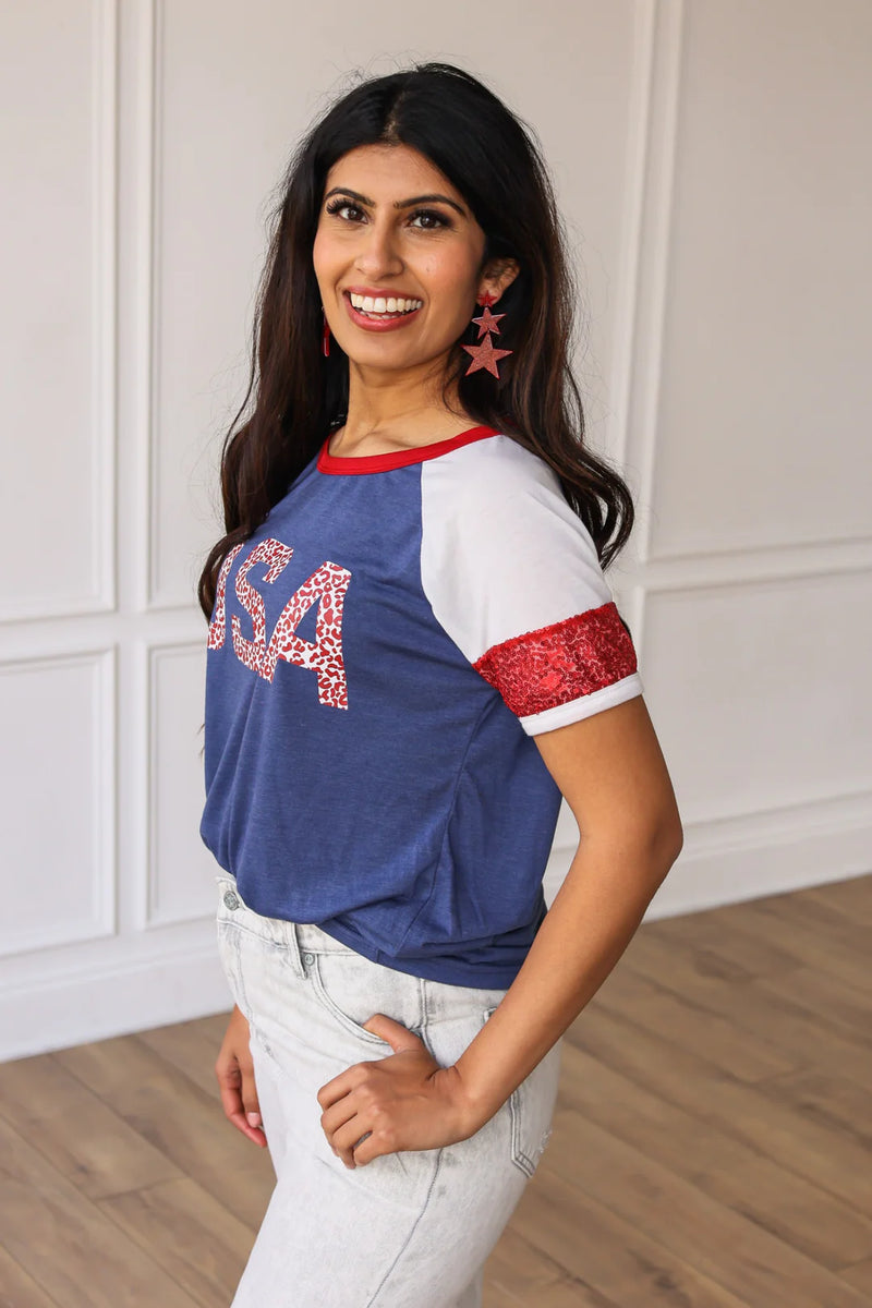 Red Leo USA Top