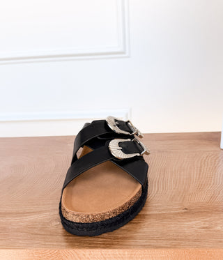 Iris Buckle Sandal in Black