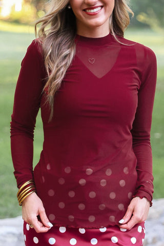 Kate Mesh Top- Burgundy