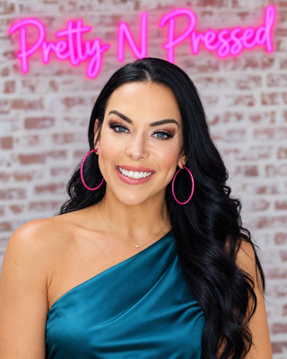 Natalie wearing Logan Metallic Hoops at Pretty N Pressed Boutique