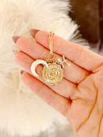 PRE - ORDER 3 Charm Zodiac & Moon Cubic Zirconia Pendant Necklace - Girl Code Couture