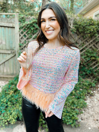 Starla Sequin & Feather Party Top - Girl Code Couture