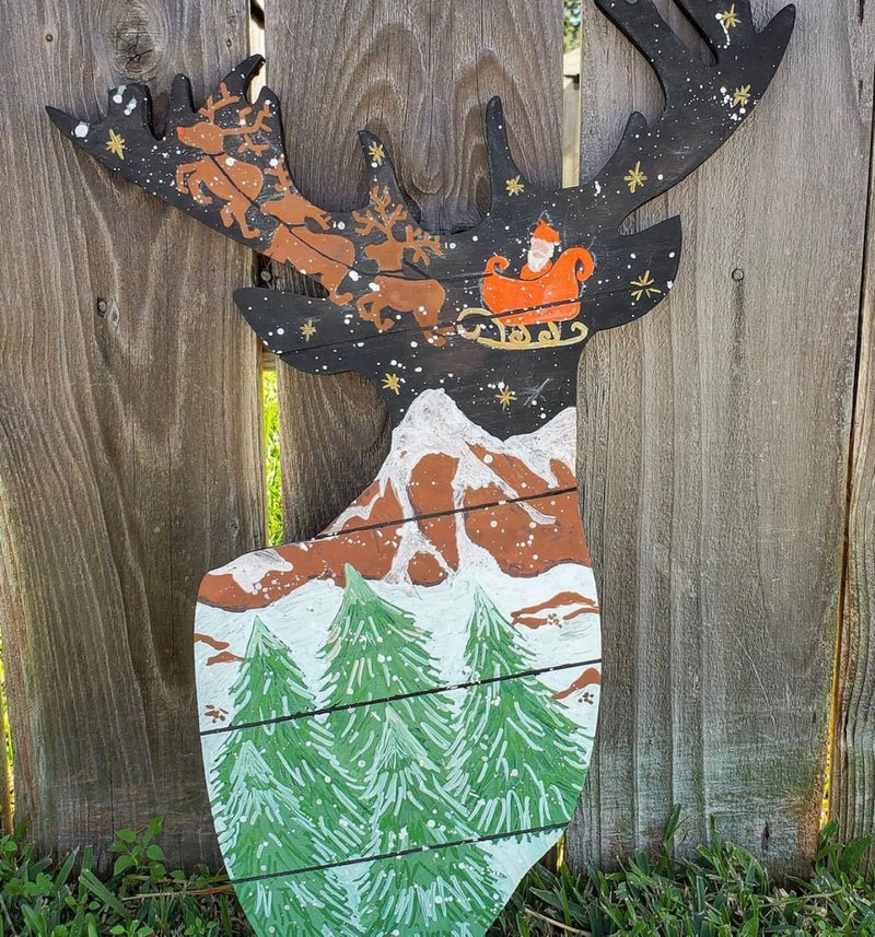 Deer Chalk Board Christmas Decor