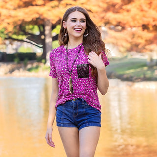 Lala Leopard Pocket Top