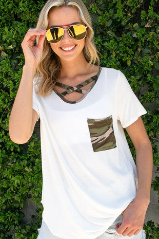 Camo Cross Top