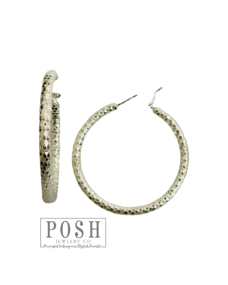 Etched hoop earring 9PE340