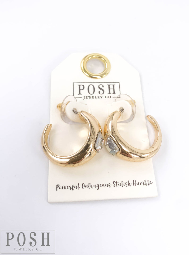 Hoop earring with rhinestone 9PE239