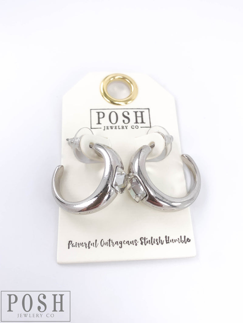 Hoop earring with rhinestone 9PE239