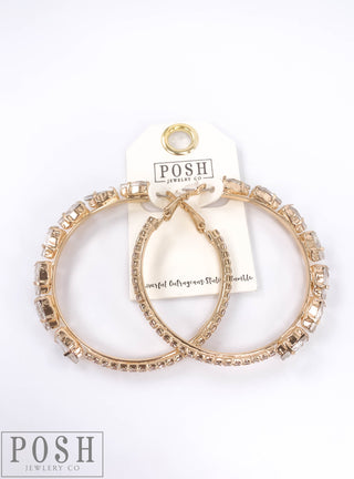 Oval rhinestone hoop earring 9PE240