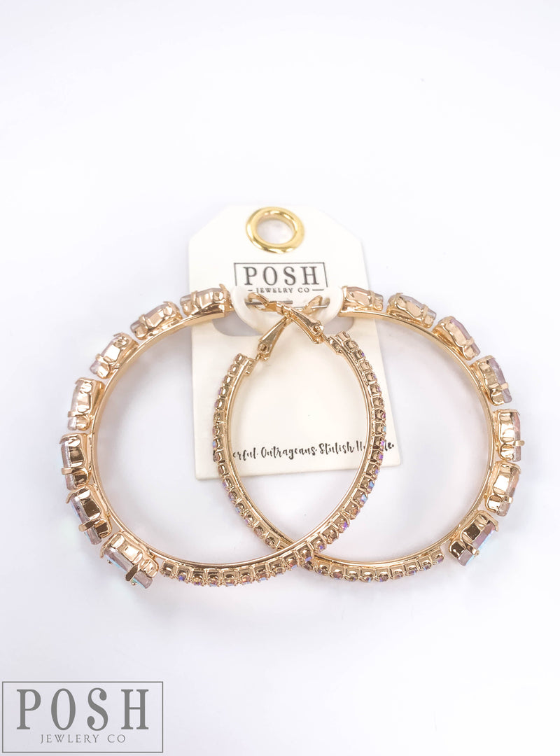Oval rhinestone hoop earring 9PE240