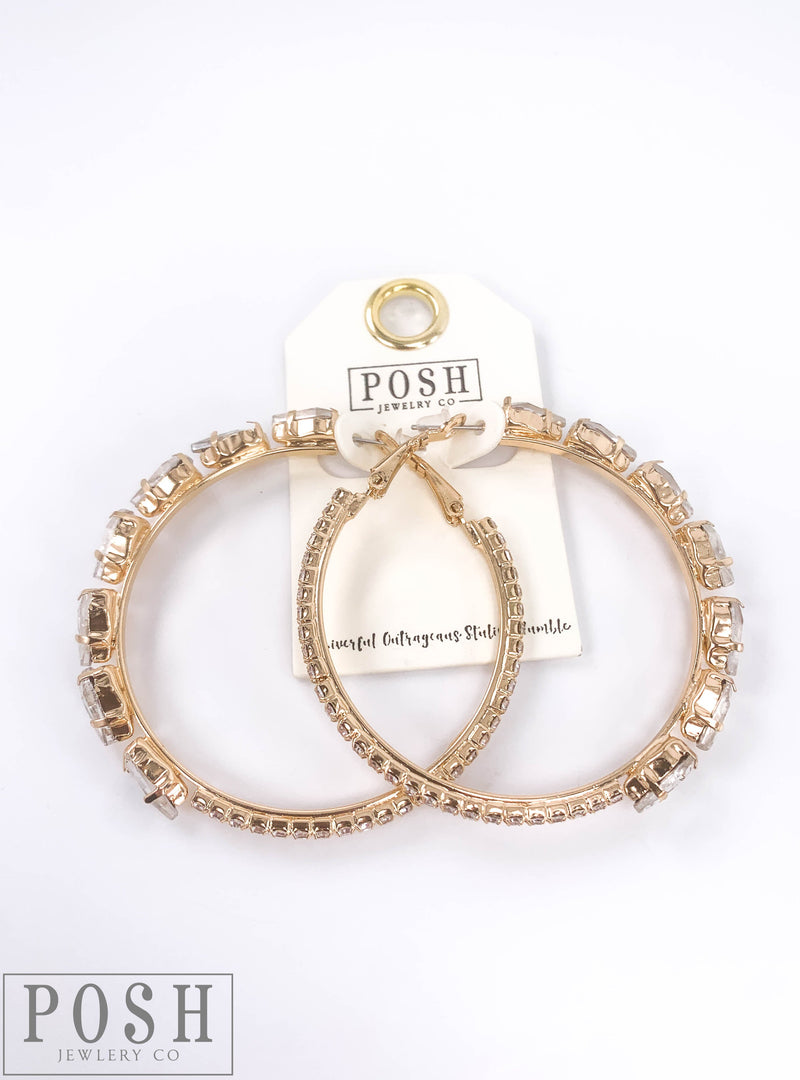 Oval rhinestone hoop earring 9PE240