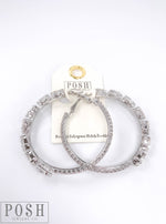 Oval rhinestone hoop earring 9PE240