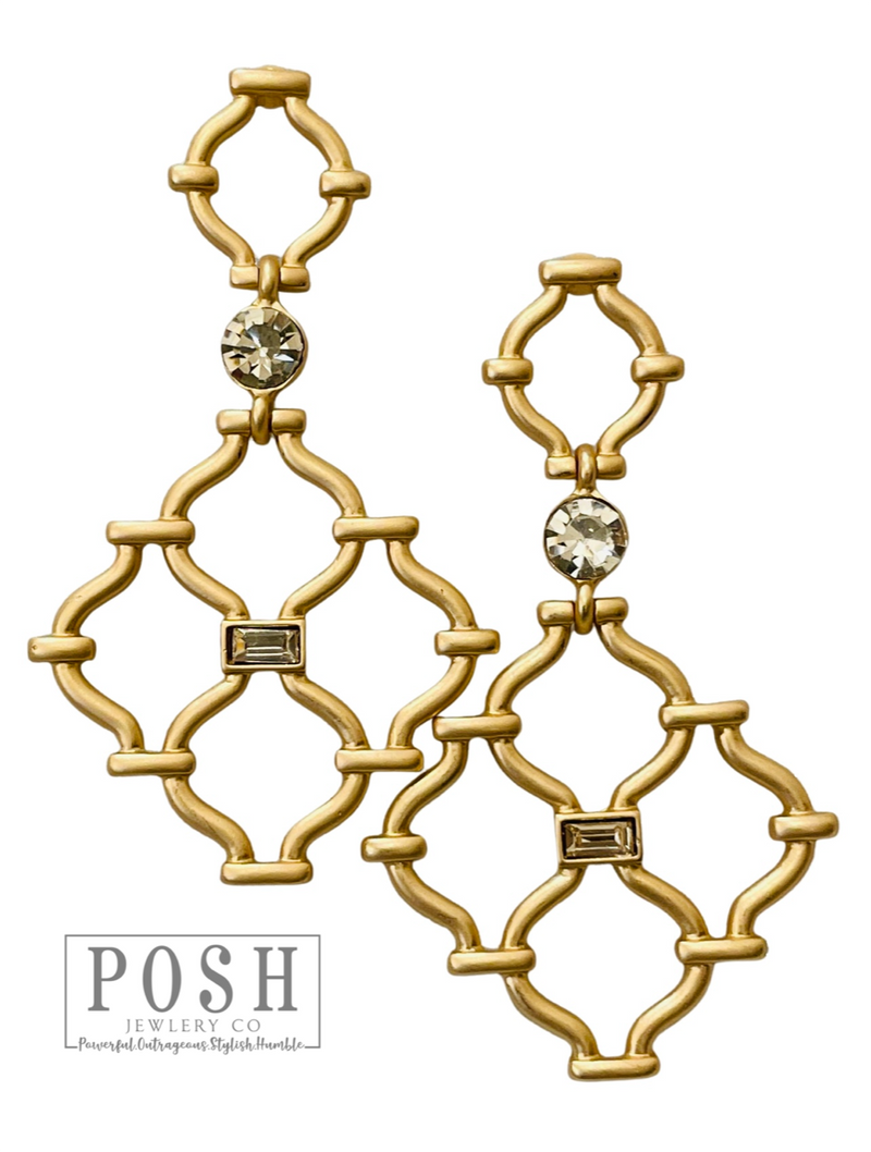 Moroccan window and rhinestone earring 9PE296