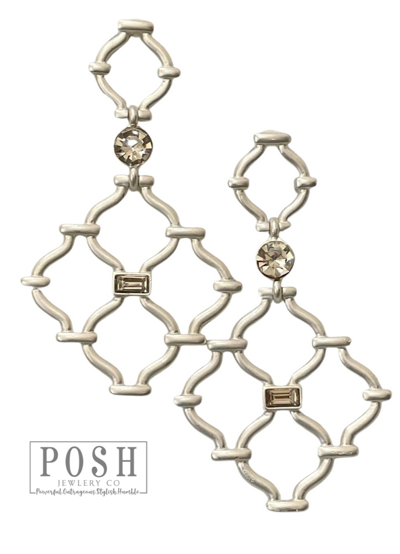 Moroccan window and rhinestone earring 9PE296