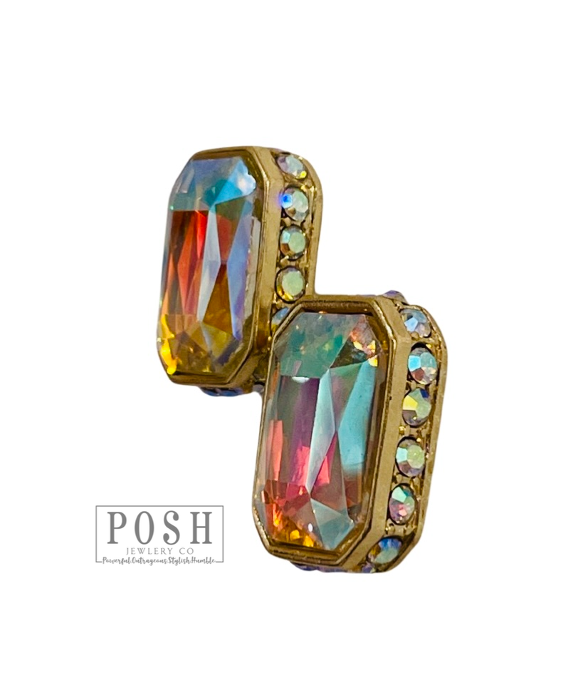 Rectangle rhinestone earring 9PE351