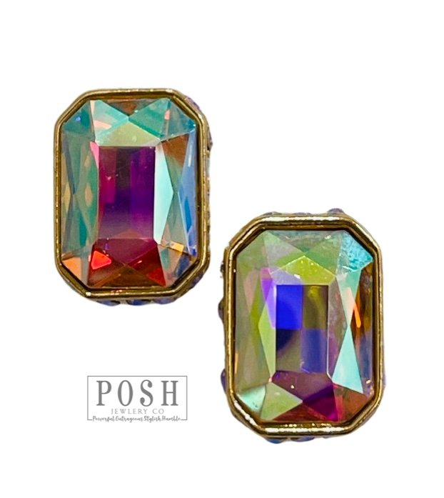 Rectangle rhinestone earring 9PE351