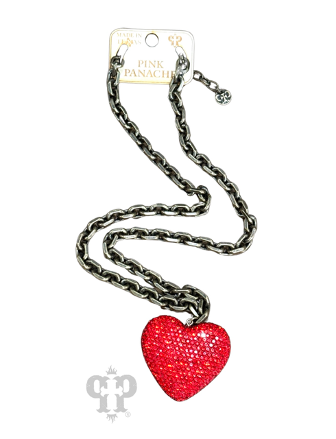 Red rhinestone heart necklace 1CNC V226
