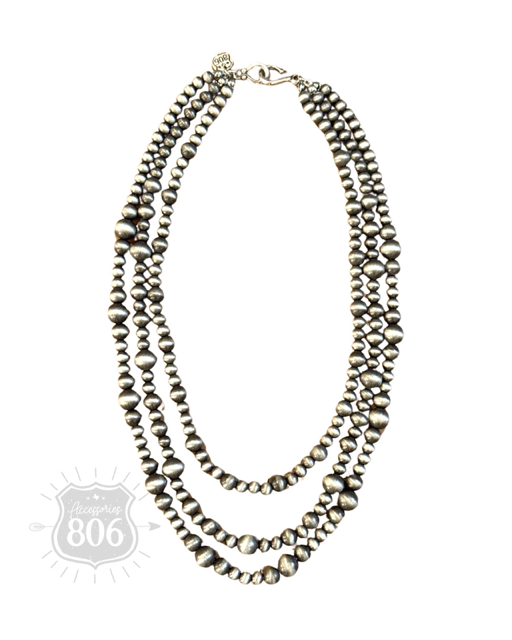 Navajo pearl look 3-strand necklace 806-N092